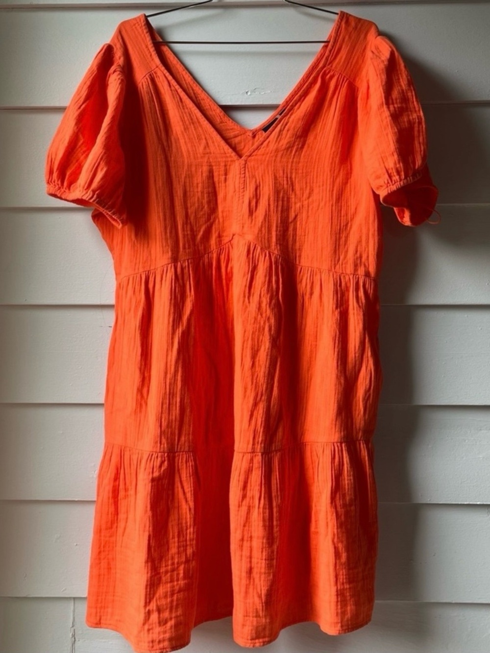 Coral Orange V-Neck Dress GAP Babydoll Minidress
